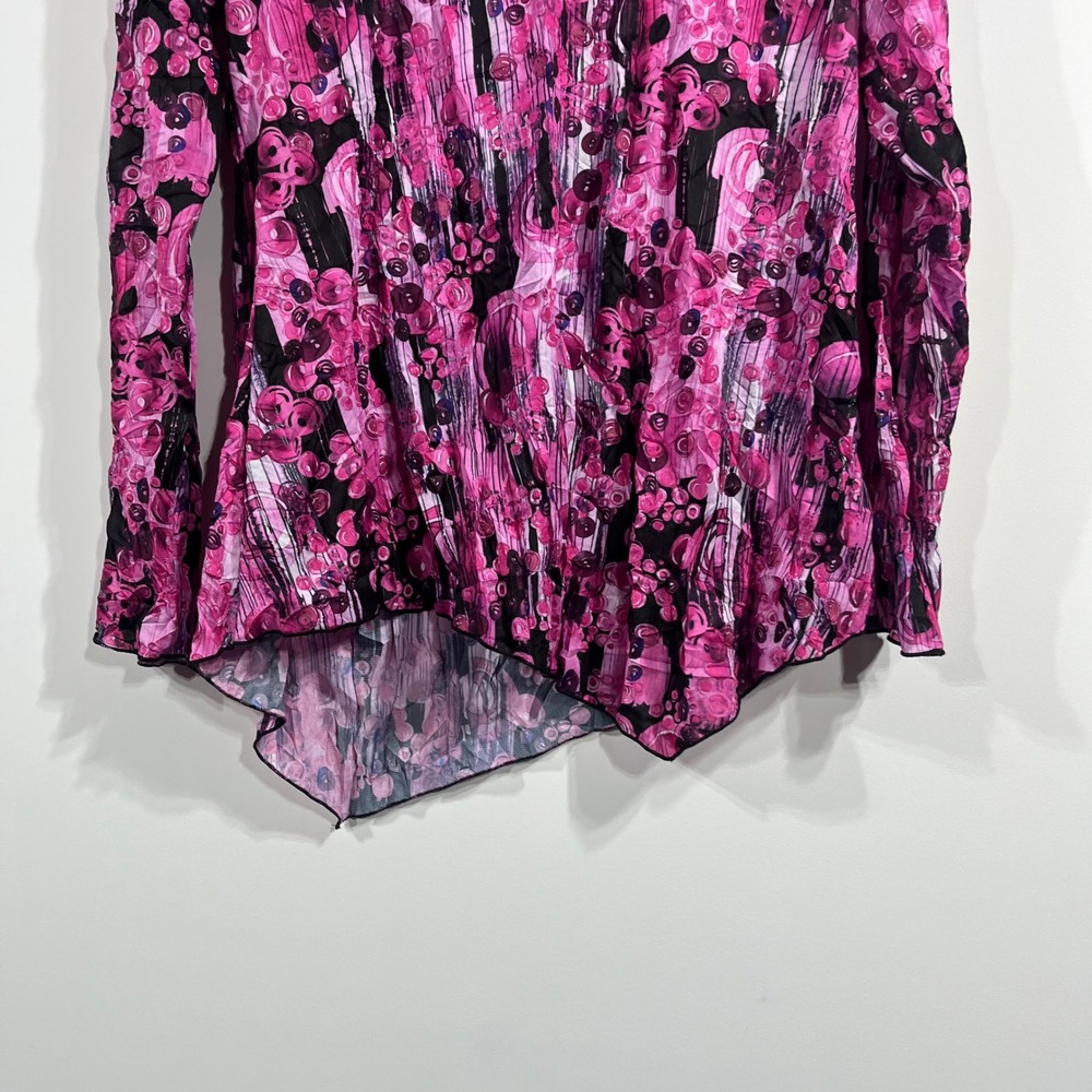 Sno Skins Abstract Print Cowl Neck Asymmetrical Top Womens Large Arsty Pink - Picture 2 of 7